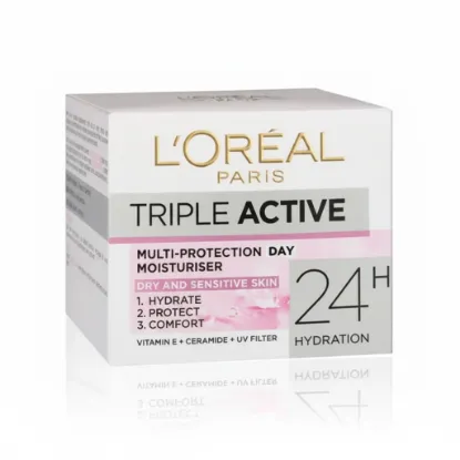 Loreal Paris Triple Active Day Moisturiser Dry and Sensitive Skin 50ml এর ছবি